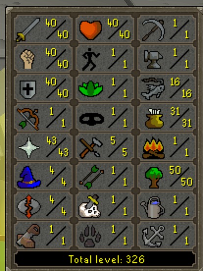 40 Melee 43 Prayer 20 QP