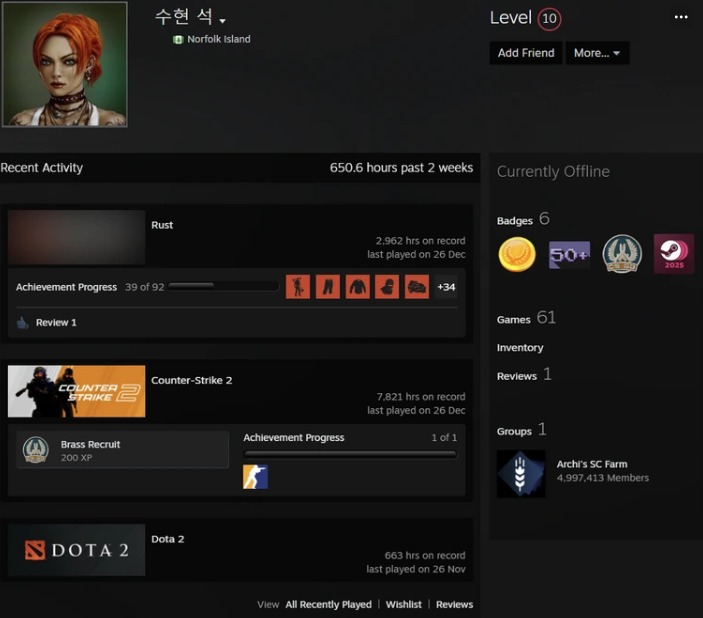 RUST 2.9K Hours | 106–197 Skins | Level 10+ | 5+ Years Old | Achievements & Stats | Global Region | Full Access